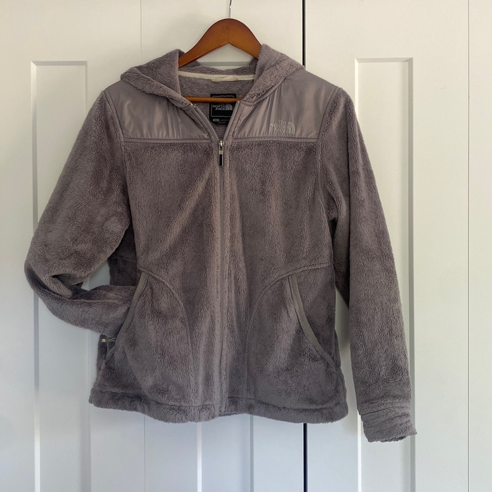 North Face Fuzzy Gray Jacket with Hood